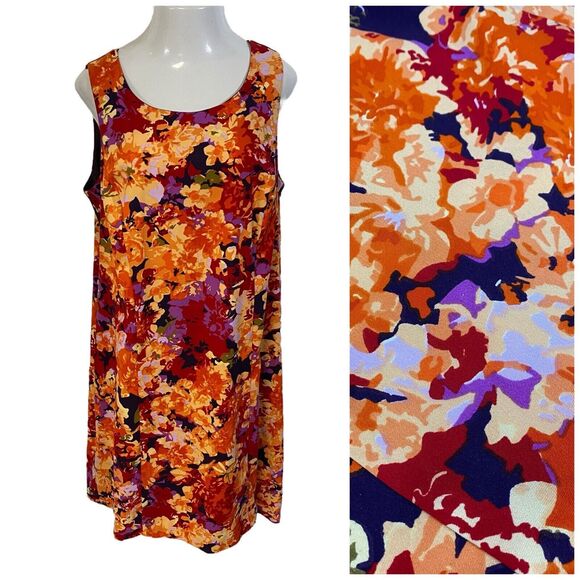 Maggie Barnes Dress Womens 18W Orange Floral Career Officecore Corpcore Church - Picture 3 of 14